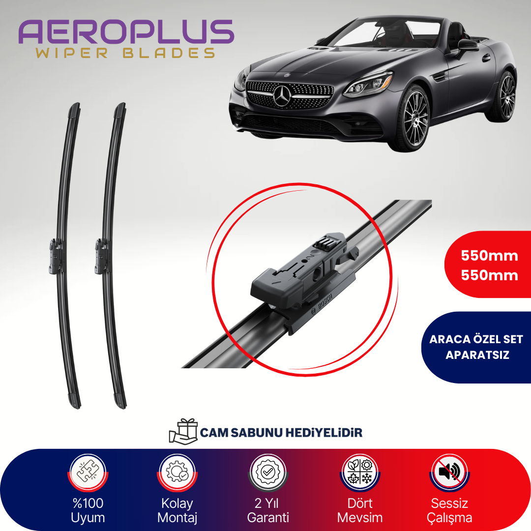 Aeroplus Mercedes SLC Serisi W172 2015-2020 Muz Silecek Takımı