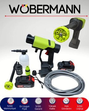 Wöbermann 48VF Şarjlı Basınçlı Yıkama Makinesi | Kablosuz Su Tabancası | Çift Bataryalı