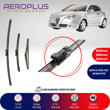 Aeroplus Alfa Romeo Mito 2008-2018 Ön Arka Muz Silecek Takımı