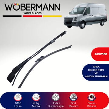 Wöbermann VW Crafter 2E (Fıskiye Hortumlu) 2006-2016 Arka Silecek Kolu ve Süpürgesi Komple
