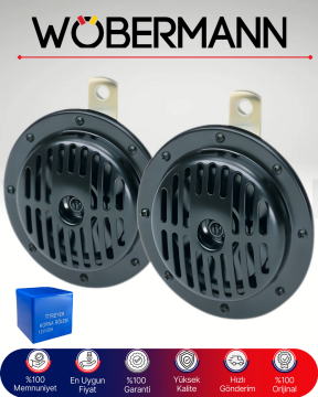 Wöbermann Siyah Kafesli 12V Korna Seti (2'li) ve Korna Rölesi – Yüksek Ses Supertone