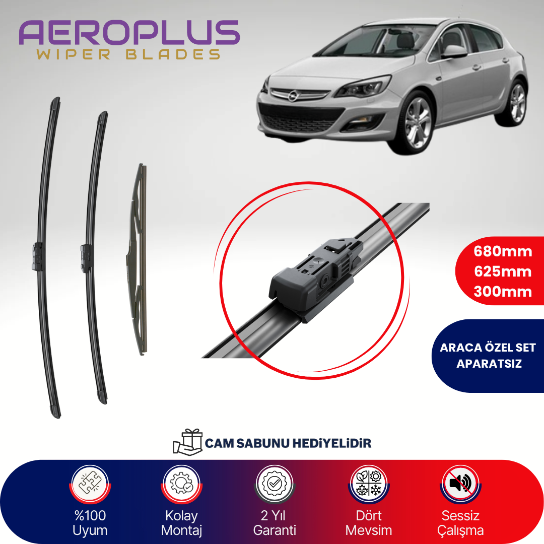 Aeroplus Opel Astra J 2009-2020 Ön Arka Muz Silecek Takımı