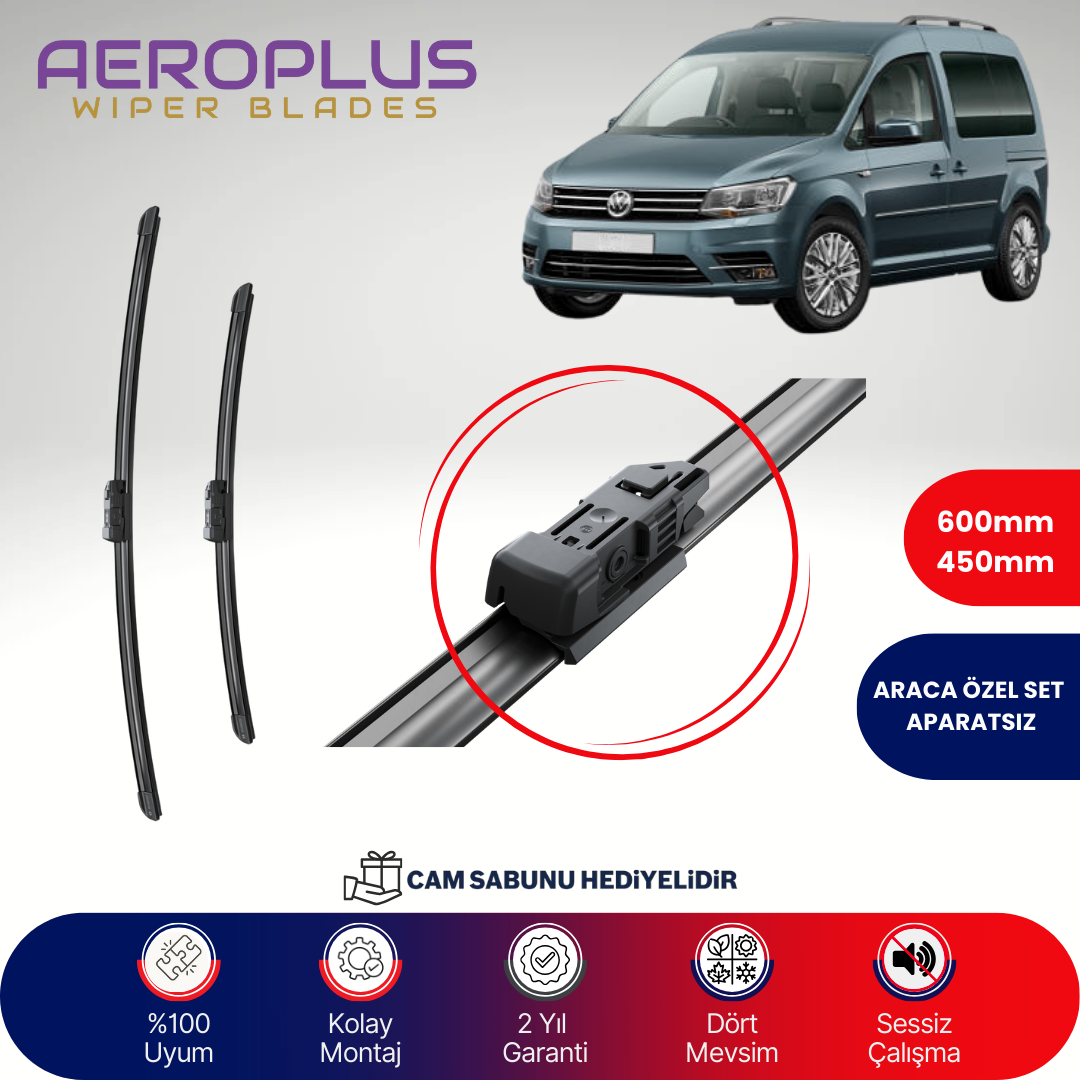 Aeroplus VW Caddy 2017-2020 Muz Silecek Takımı