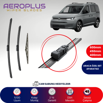 Aeroplus VW Caddy 2017-2020 Ön Arka Muz Silecek Takımı