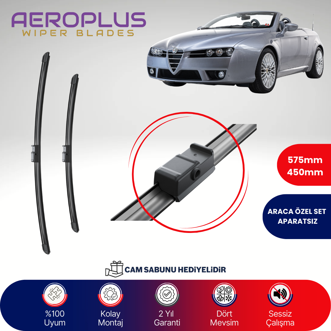 Aeroplus Alfa Romeo Spider 2006-2010 Muz Silecek Takımı