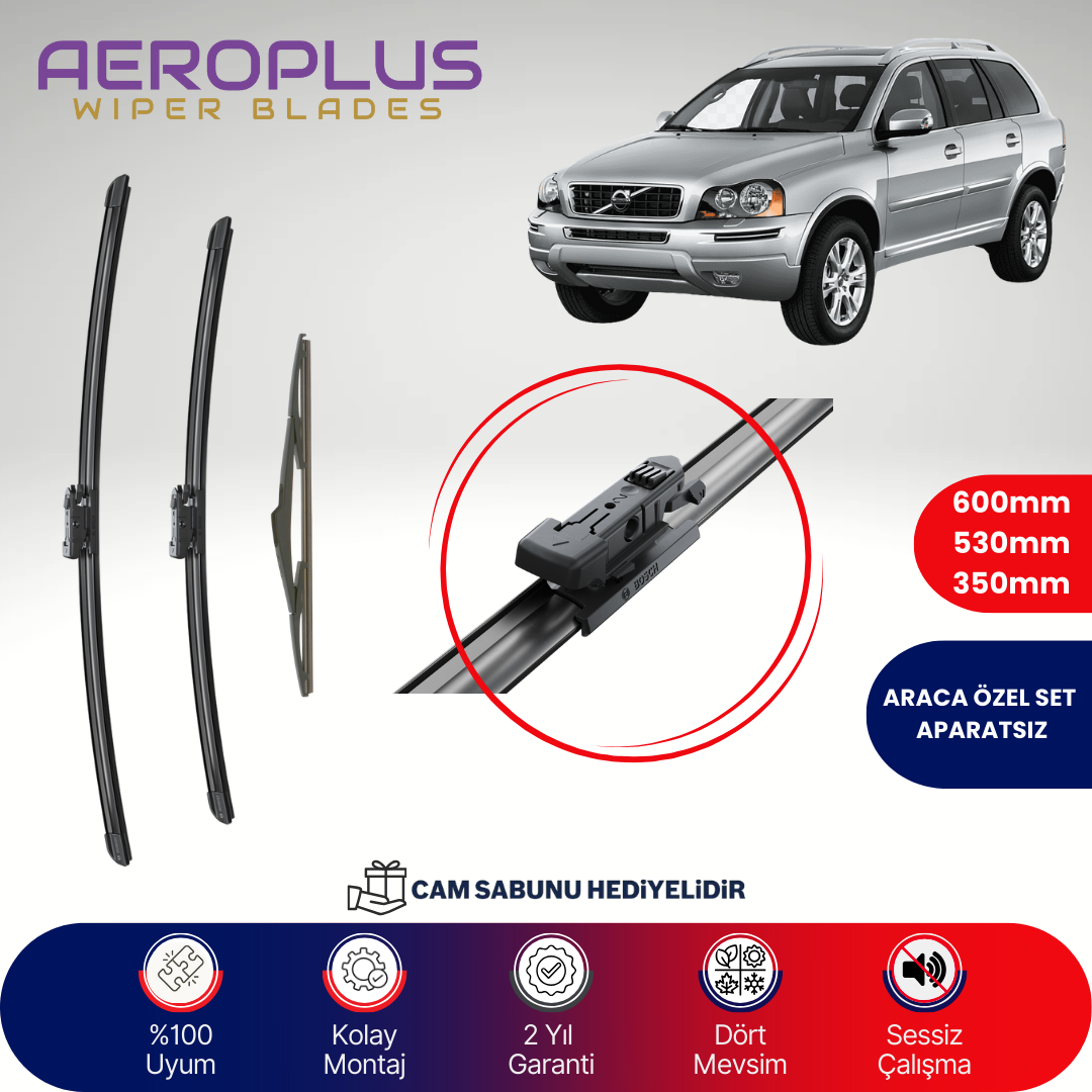 Aeroplus Volvo XC90 2010-2016 Ön Arka Muz Silecek Takımı