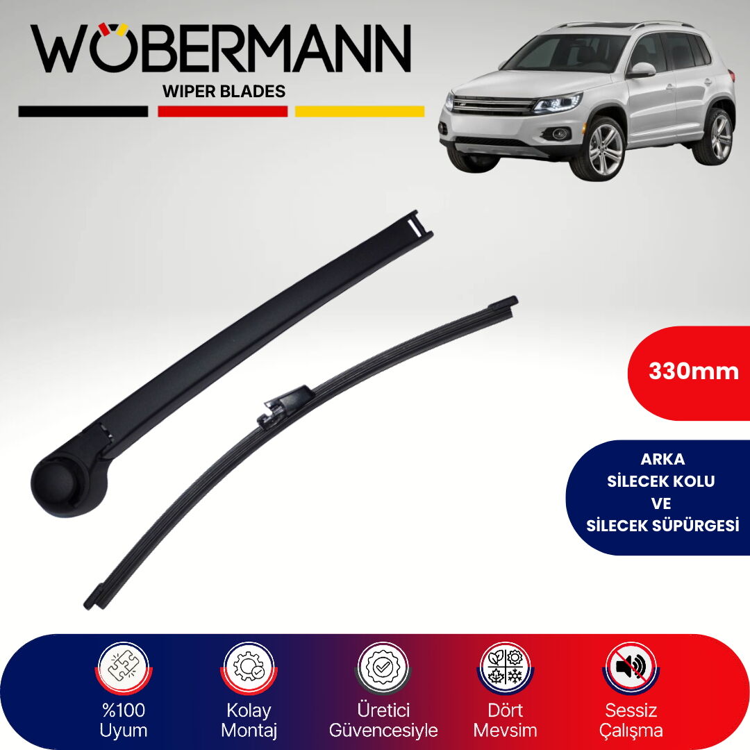 Wöbermann VW Tiguan (Fıskiyeli) 2007-2015 Arka Silecek Kolu ve Süpürgesi Komple