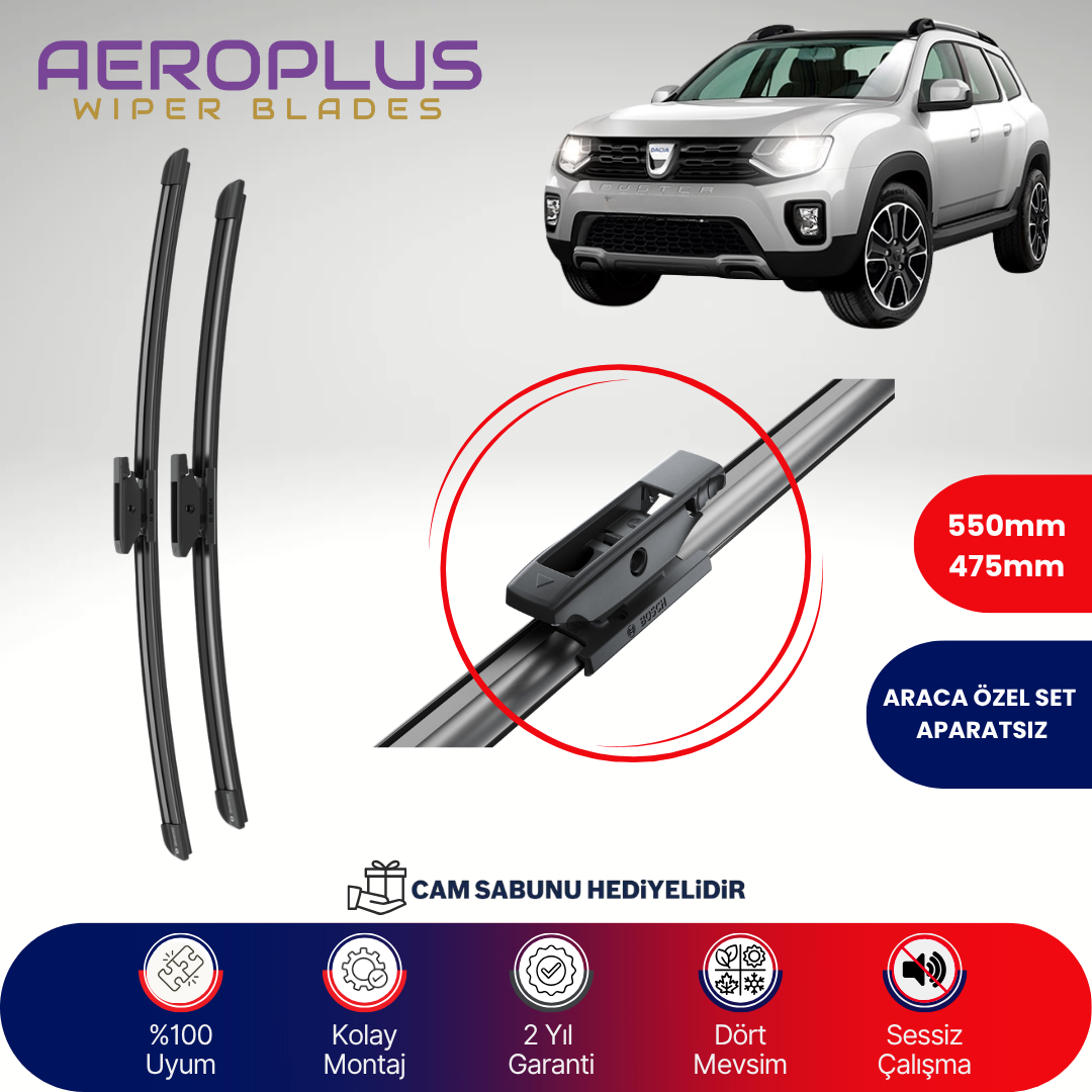 Aeroplus Dacia Duster 2016-2018 Muz Silecek Takımı