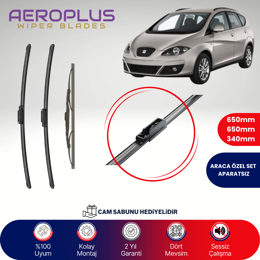 Aeroplus Seat Altea 2004-2008 Ön Arka Muz Silecek Takımı