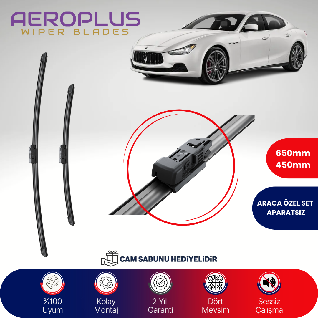 Aeroplus Maserati Ghibli 2013-2024 Muz Silecek Takımı