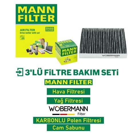 Wöbermann+Mann Opel Corsa E 1.2 1.4 Benzin Filtre Bakım Seti 2015-2018 3KP