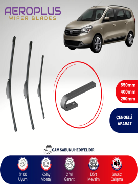 Aeroplus Dacia Lodgy 2012-2015 Ön Arka Muz Silecek Takımı