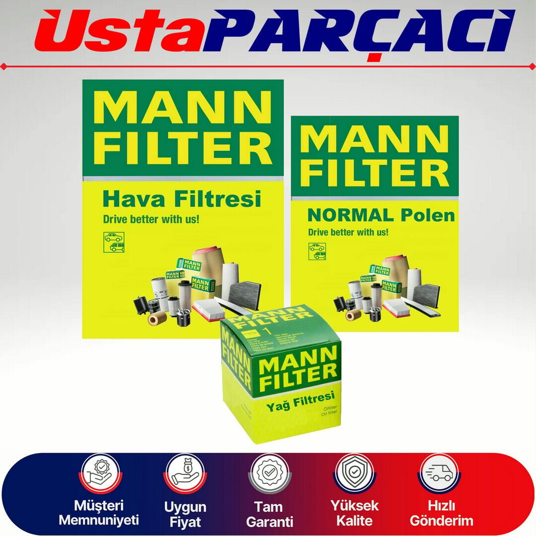 Mann-Filter Puugeot Rifter 1.5 Bluehdi Filtre Bakım Seti 2019 Sonrası Hava+Yağ+Standart Polen