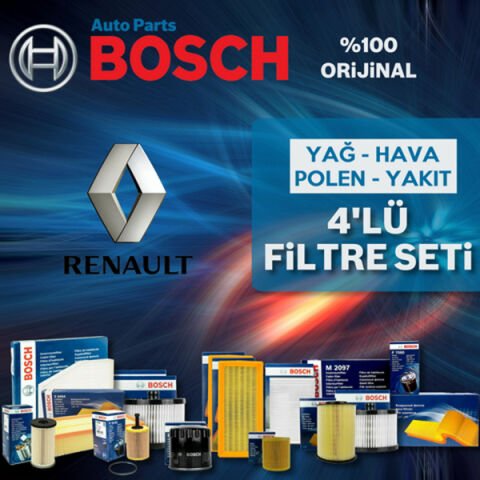 Bosch Renault Megane 2 1.4 Benzin Filtre Bakım Seti 2004-2009 4NP