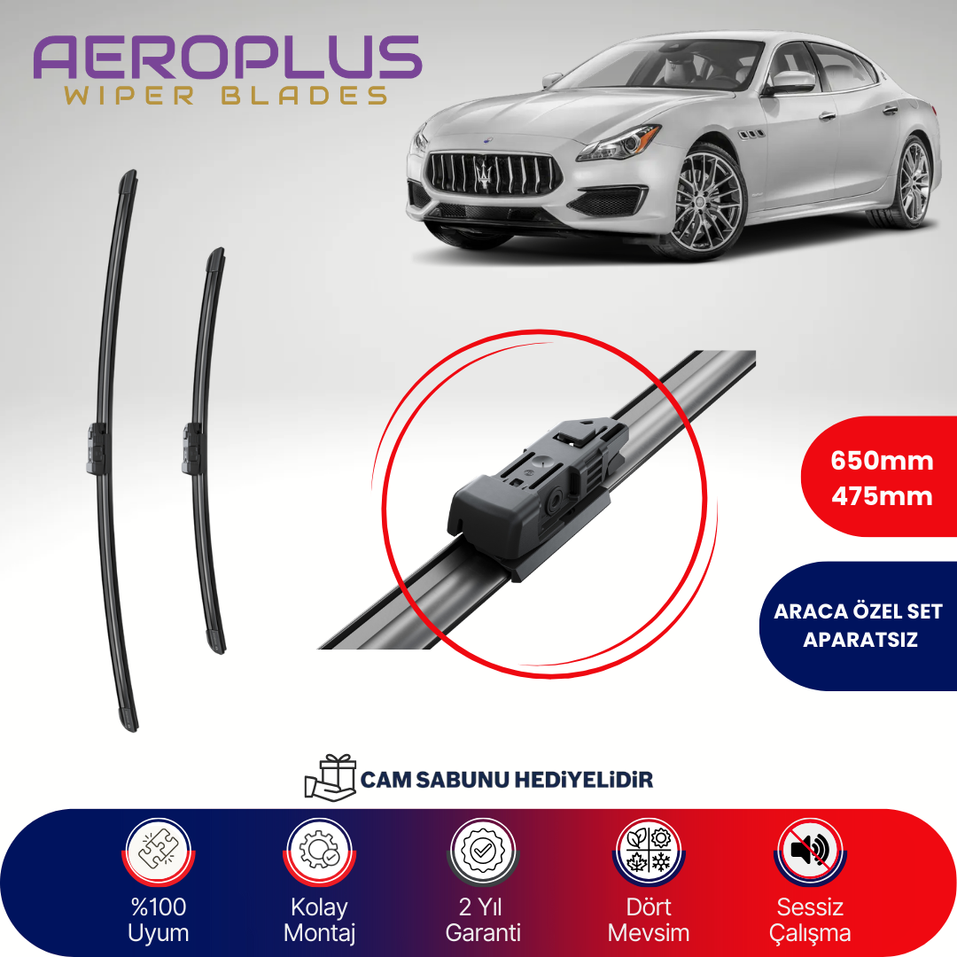Aeroplus Maserati Quattroporte 2012-2024 Muz Silecek Takımı