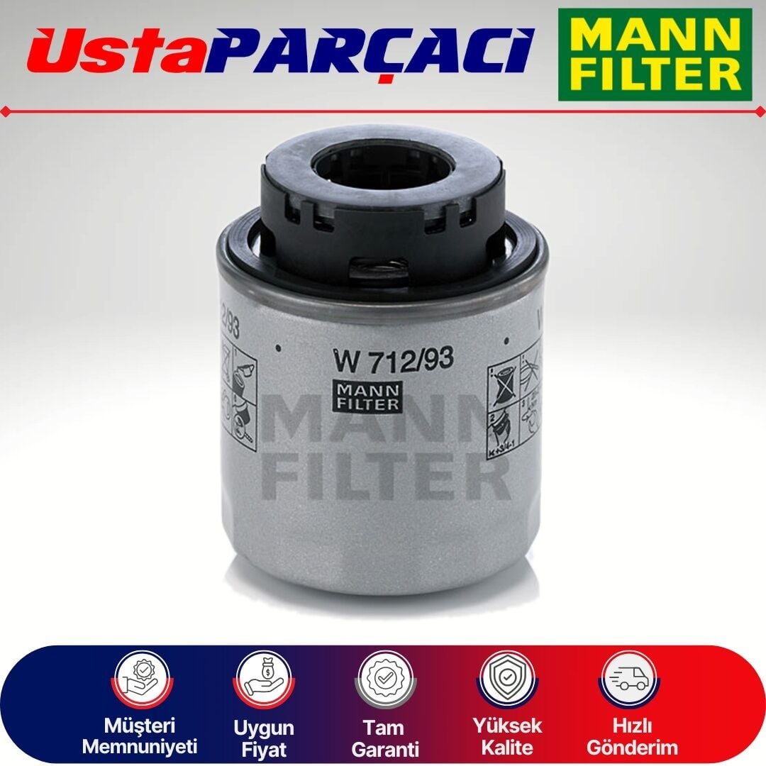 Mann-Filter Seat ibiza 1.4 Tsi 180HP Yağ Filtresi 2010-2011 W712/93 03C115561D