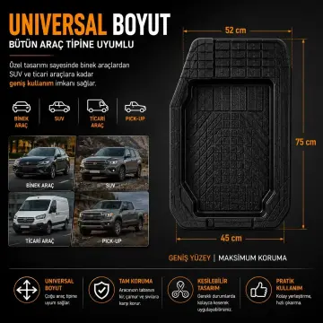 Wöbermann Fiat 500 Ailesi Uyumlu 4D Premium Oto Paspas Takımı (Kesilebilir Universal Yapı)
