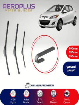 Aeroplus Mazda 2 2007-2014 Ön Arka Muz Silecek Takımı