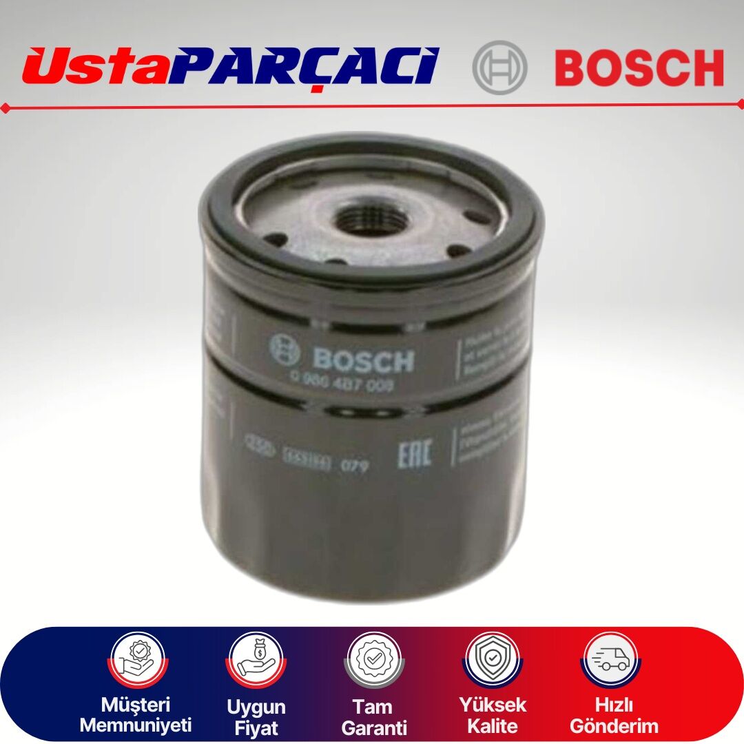 Bosch Opel Vectra B 1.6 Benzinli Yağ Filtresi 1996-2002 09864B7008 PM008 93745067