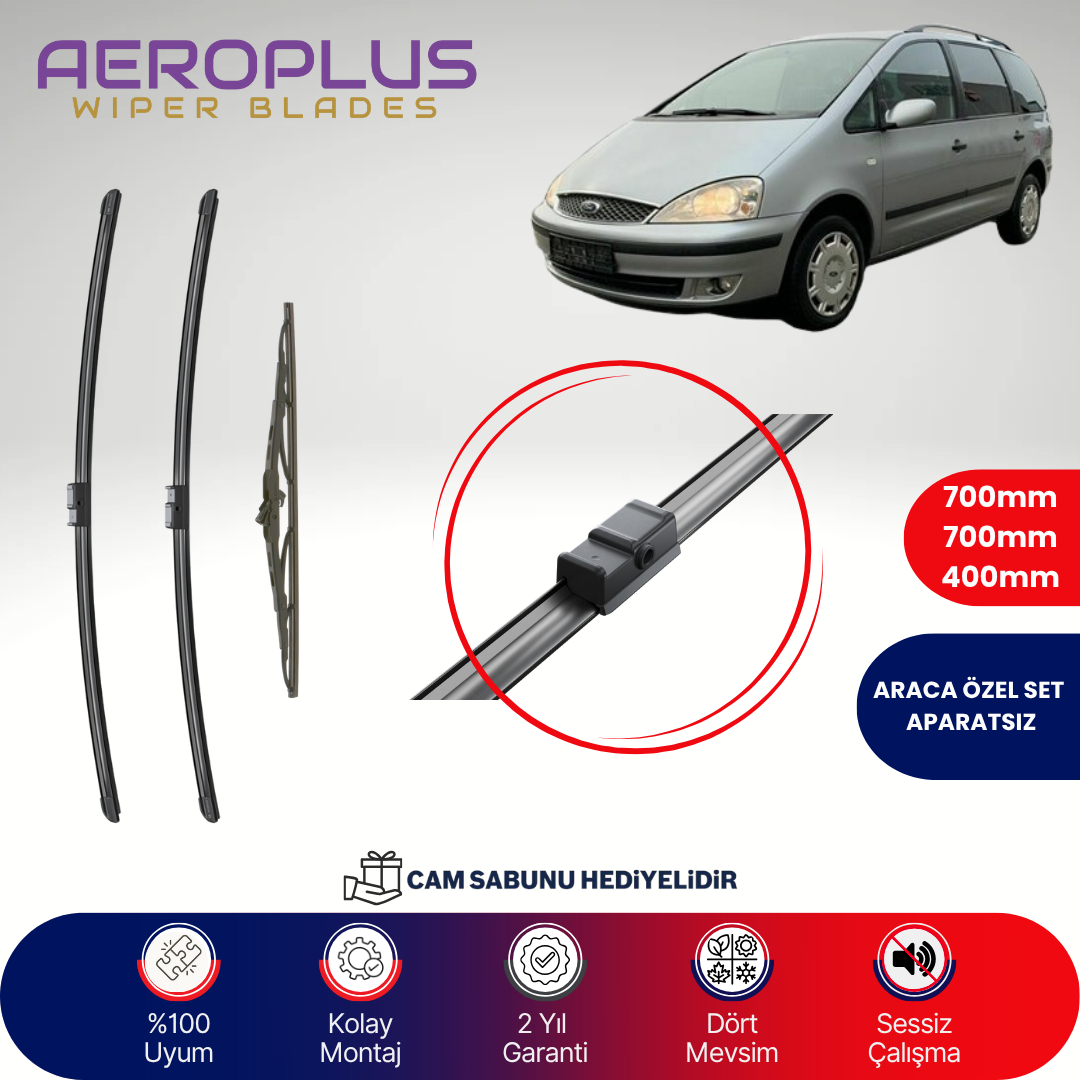 Aeroplus Ford Galaxy 2001-2006 Ön Arka Muz Silecek Takımı