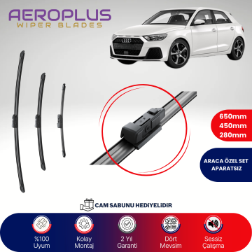 Aeroplus Audi A1 Sportback 2019-2024 Ön Arka Muz Silecek Takımı