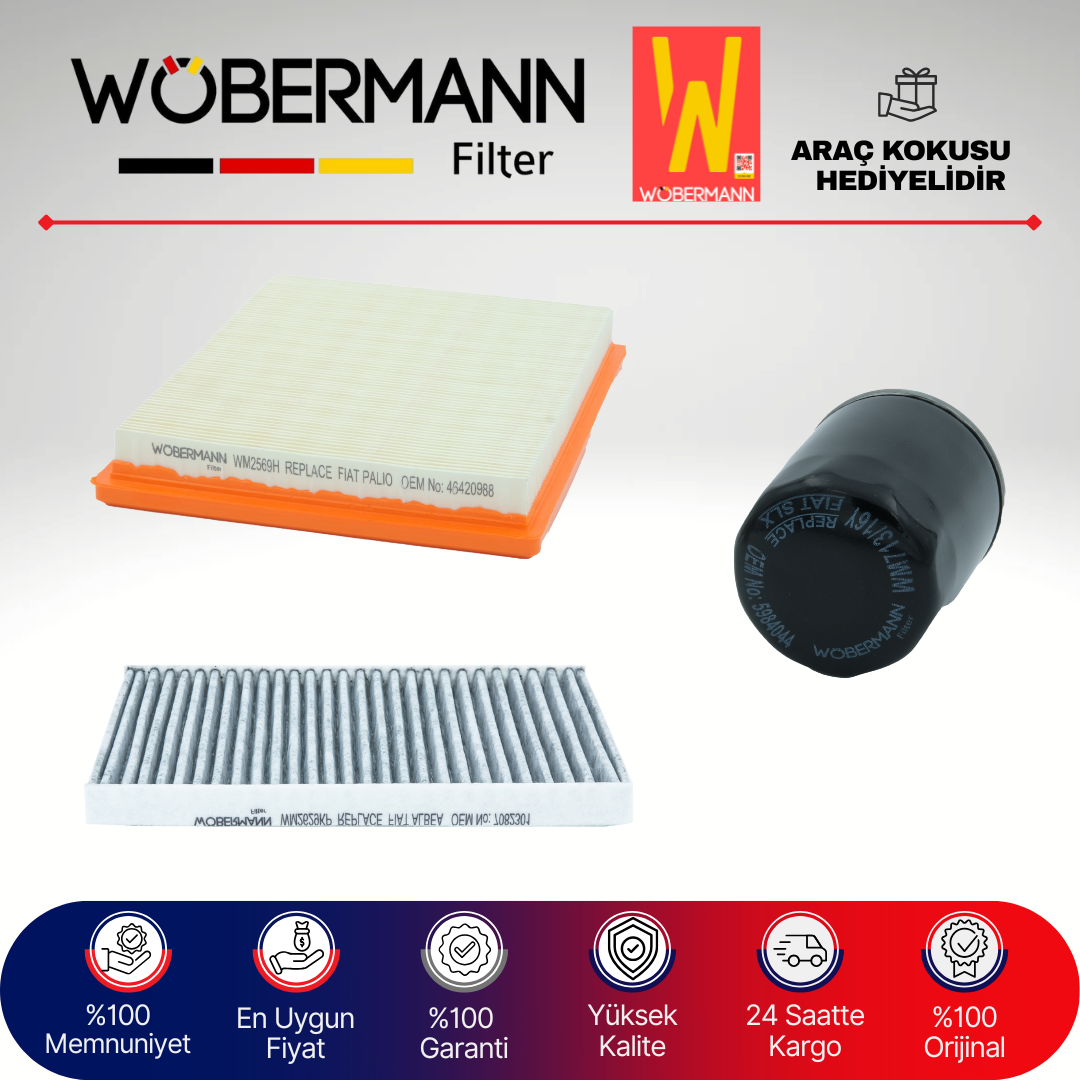Wöbermann Fiat Palio 1.4 Benzin Filtre Bakım Seti 1998-2001 3KP