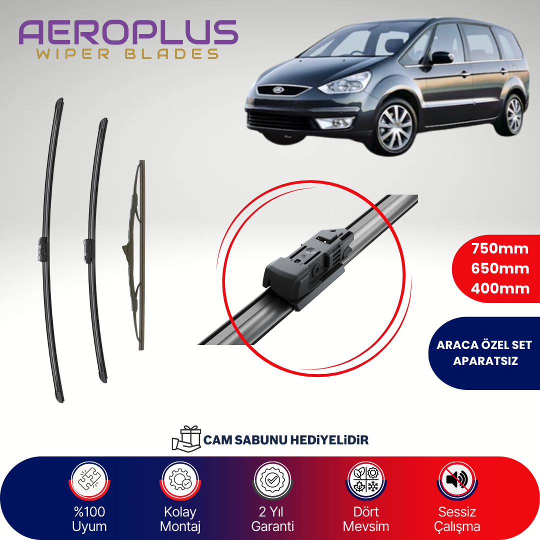 Aeroplus Ford Galaxy 2006-2008 Ön Arka Muz Silecek Takımı