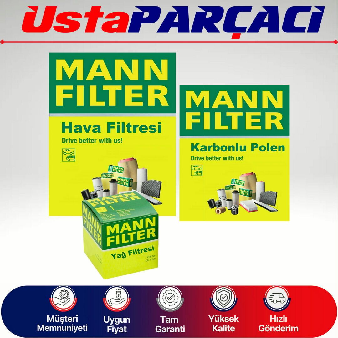 Mann-Filter BMW X2 F39 18i Filtre Bakım Seti 2018-2022 Hava+Yağ+Karbonlu Polen