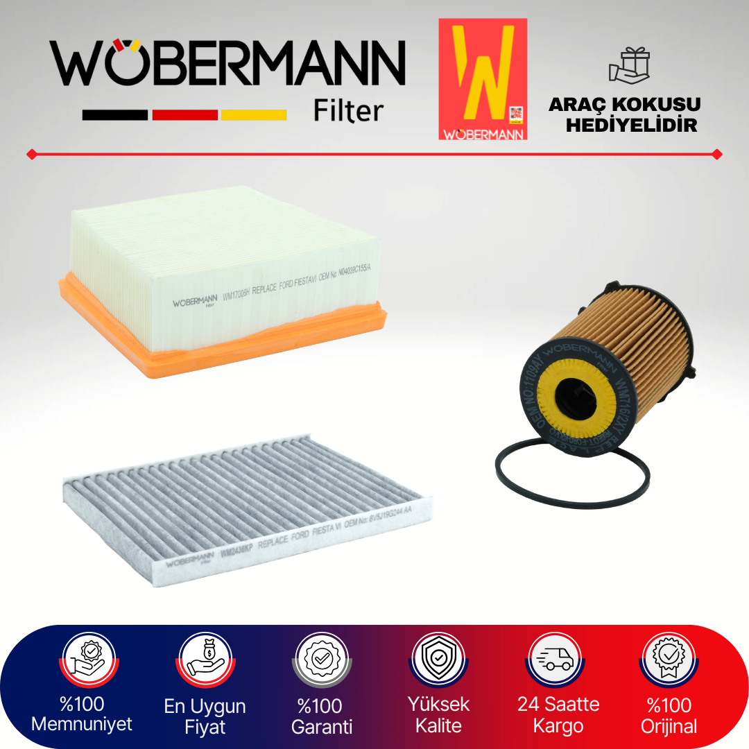 Wöbermann Ford Courier 1.5 1.6 Tdci Filtre Bakım Seti 2014-2018 3KP