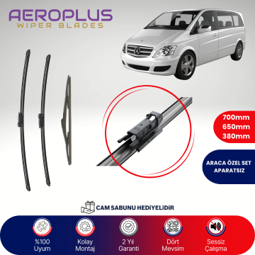 Aeroplus Mercedes Viano 2011-2014 Ön Arka Muz Silecek Takımı
