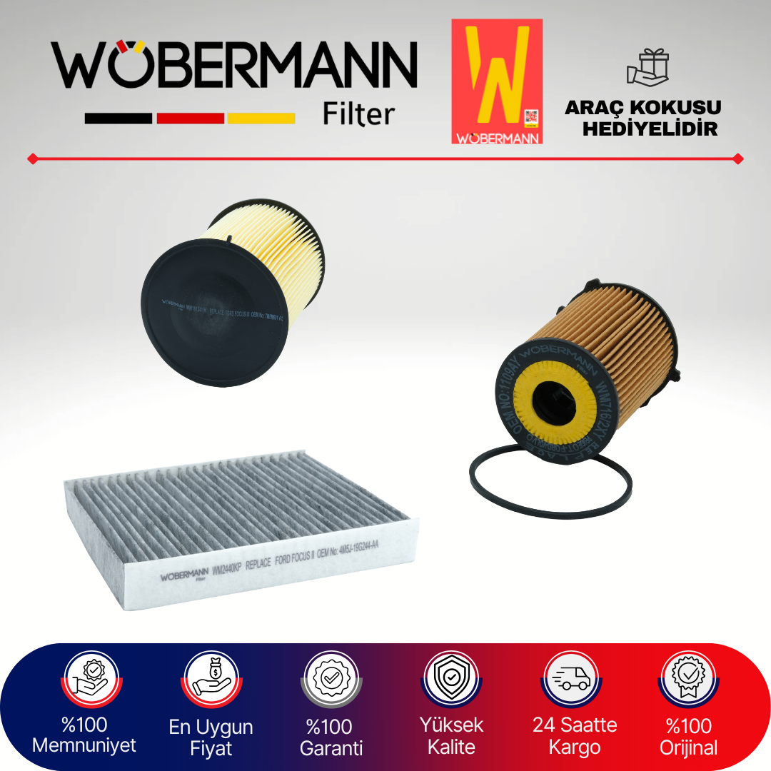 Wöbermann Ford Focus 1.6 Tdci KARBONLU Filtre Bakım Seti 2007-2010 3KP