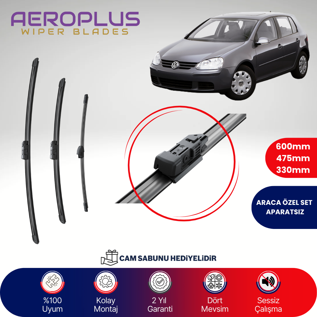 Aeroplus VW Golf 5 2005-2008 Ön Arka Muz Silecek Takımı