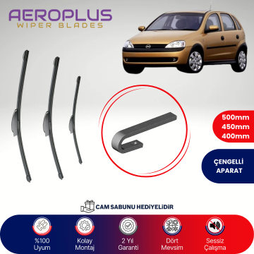 Aeroplus Opel Corsa C 2000-2006 Ön Arka Muz Silecek Takımı