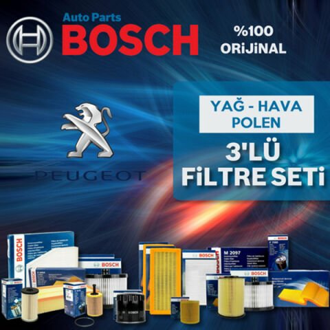 Bosch Peugeot 206 1.6 Benzin Filtre Bakım Seti 1998-2007 3NP
