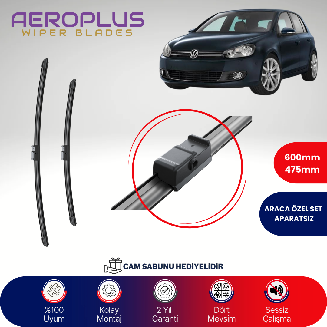 Aeroplus VW Golf 6 2008-2012 Muz Silecek Takımı