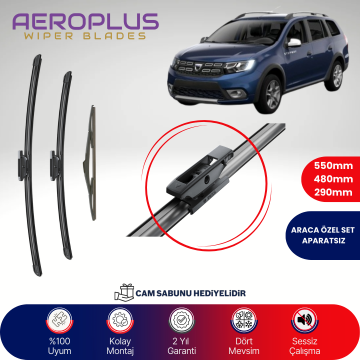 Aeroplus Dacia Logan MCV 2015-2020 Ön Arka Muz Silecek Takımı