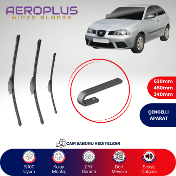 Aeroplus Seat Ibiza 4 2001-2005 Ön Arka Muz Silecek Takımı