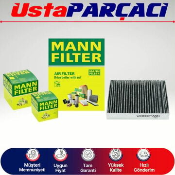 Mann-Filter Fiat Fiorino 1.3 Dizel Filtre Bakım Seti EURO 4 2007-2016 Hava+Yağ+Yakıt+Karbonlu Polen