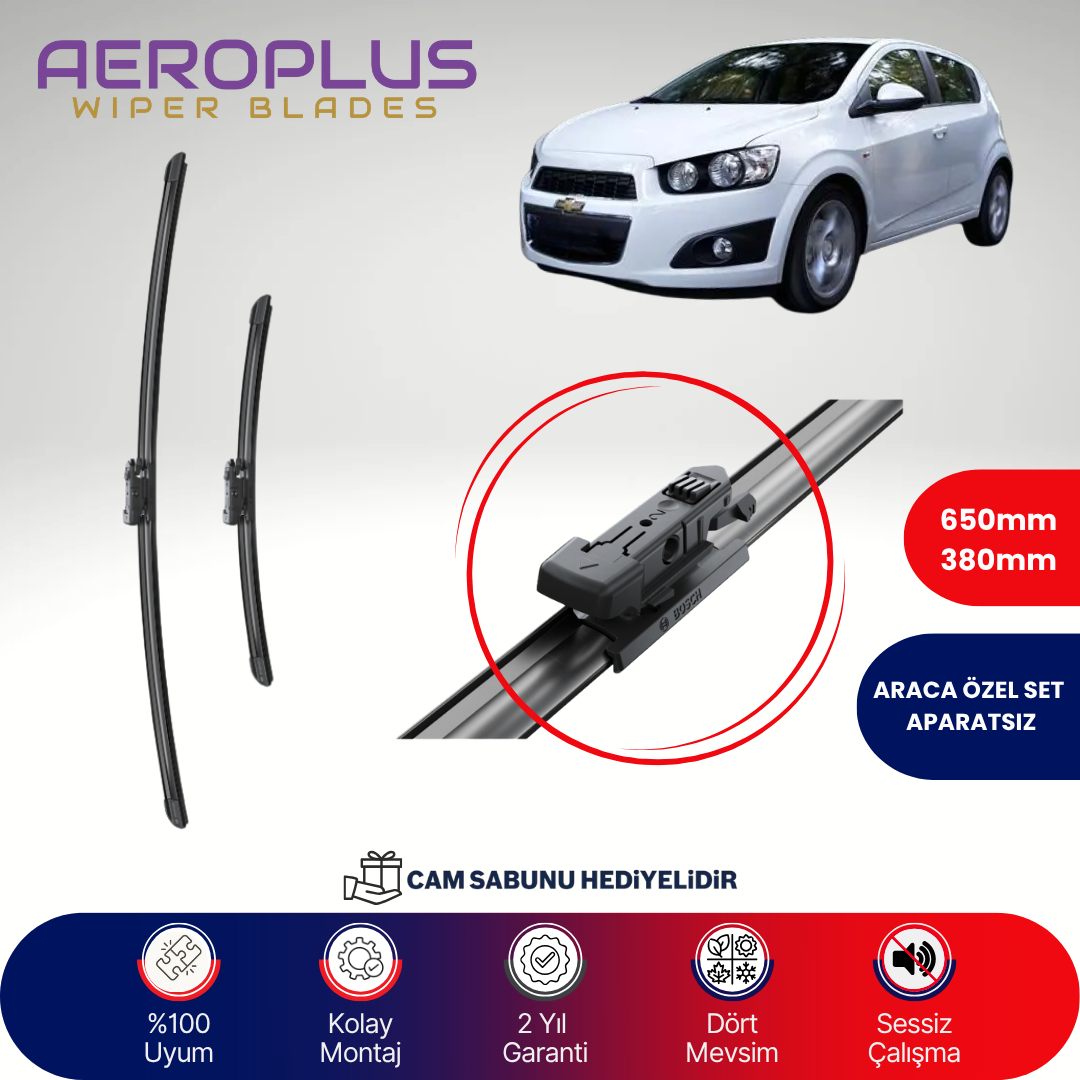 Aeroplus Chevrolet Aveo HB 2011-2017 Muz Silecek Takımı