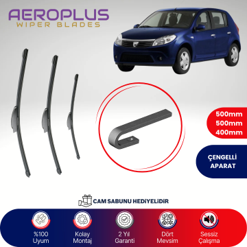 Aeroplus Dacia Sandero 1 2008-2015 Ön Arka Muz Silecek Takımı