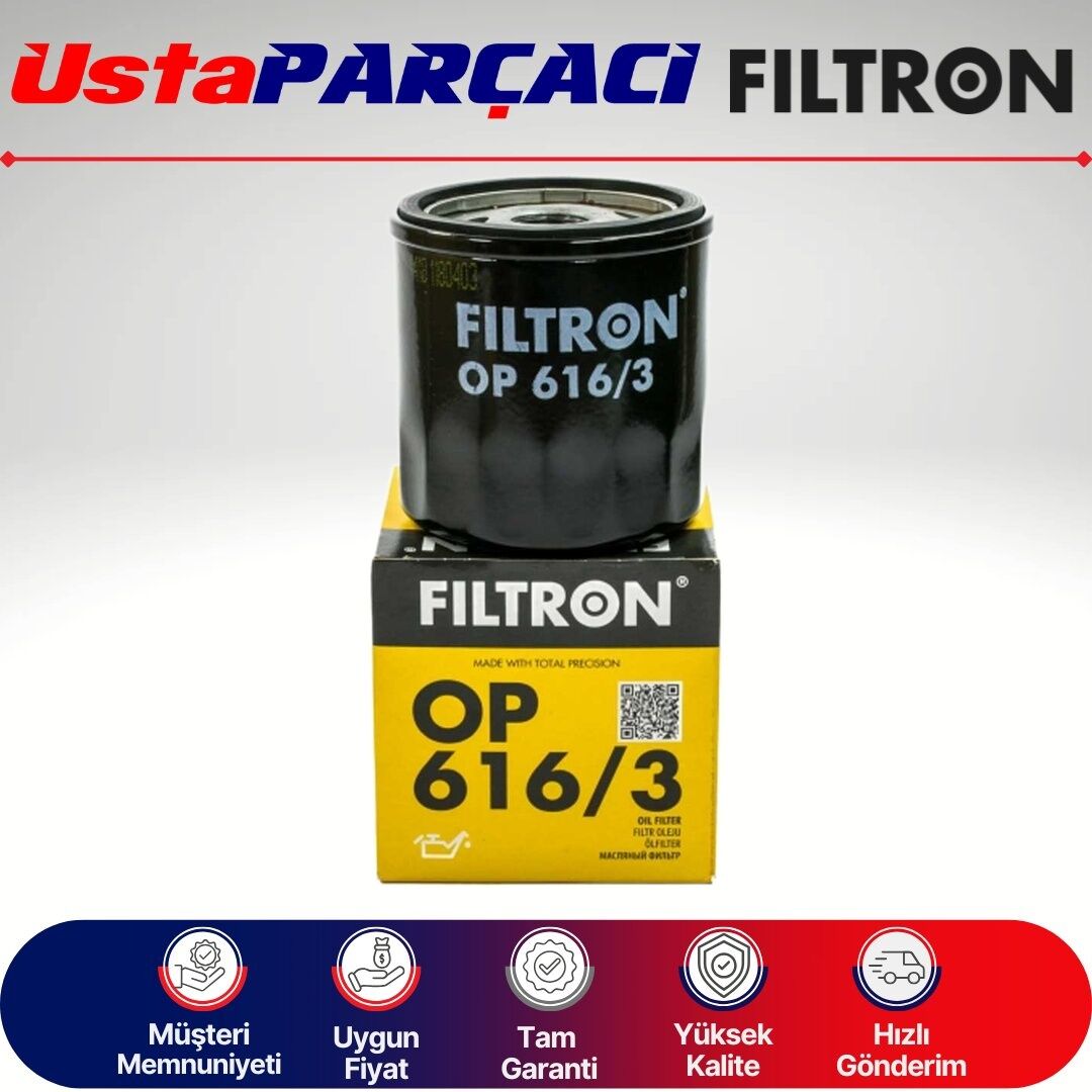 Filtron Skoda Kamiq 1.0 Tsi 110HP Yağ Filtresi 2020-2026 OP616/3 04E115561B