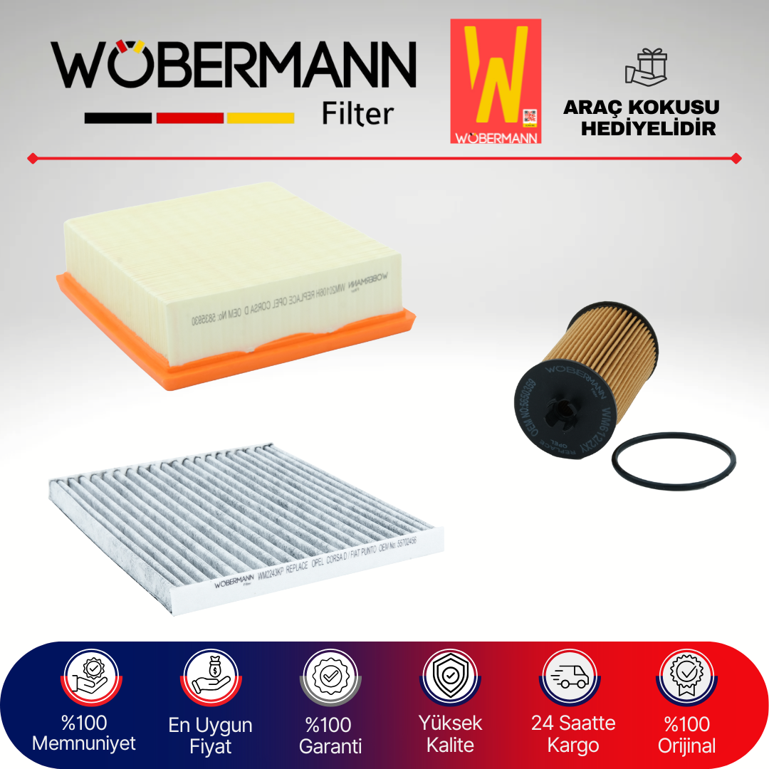Wöbermann Opel Corsa D 1.4 Twinport Filtre Bakım Seti 2007-2014 3KP