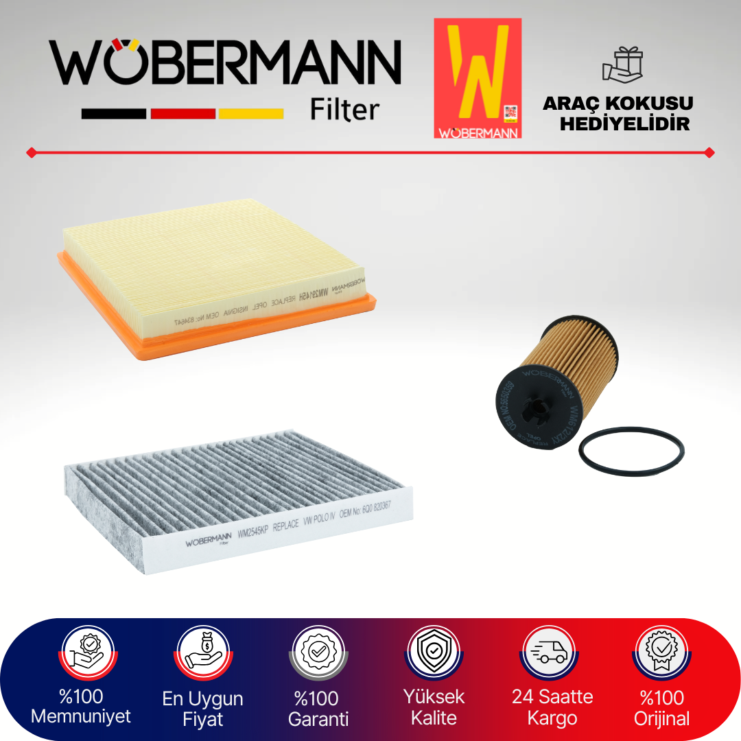 Wöbermann Opel Insignia 1.6 Benzin Filtre Bakım Seti 2008-2015 3KP