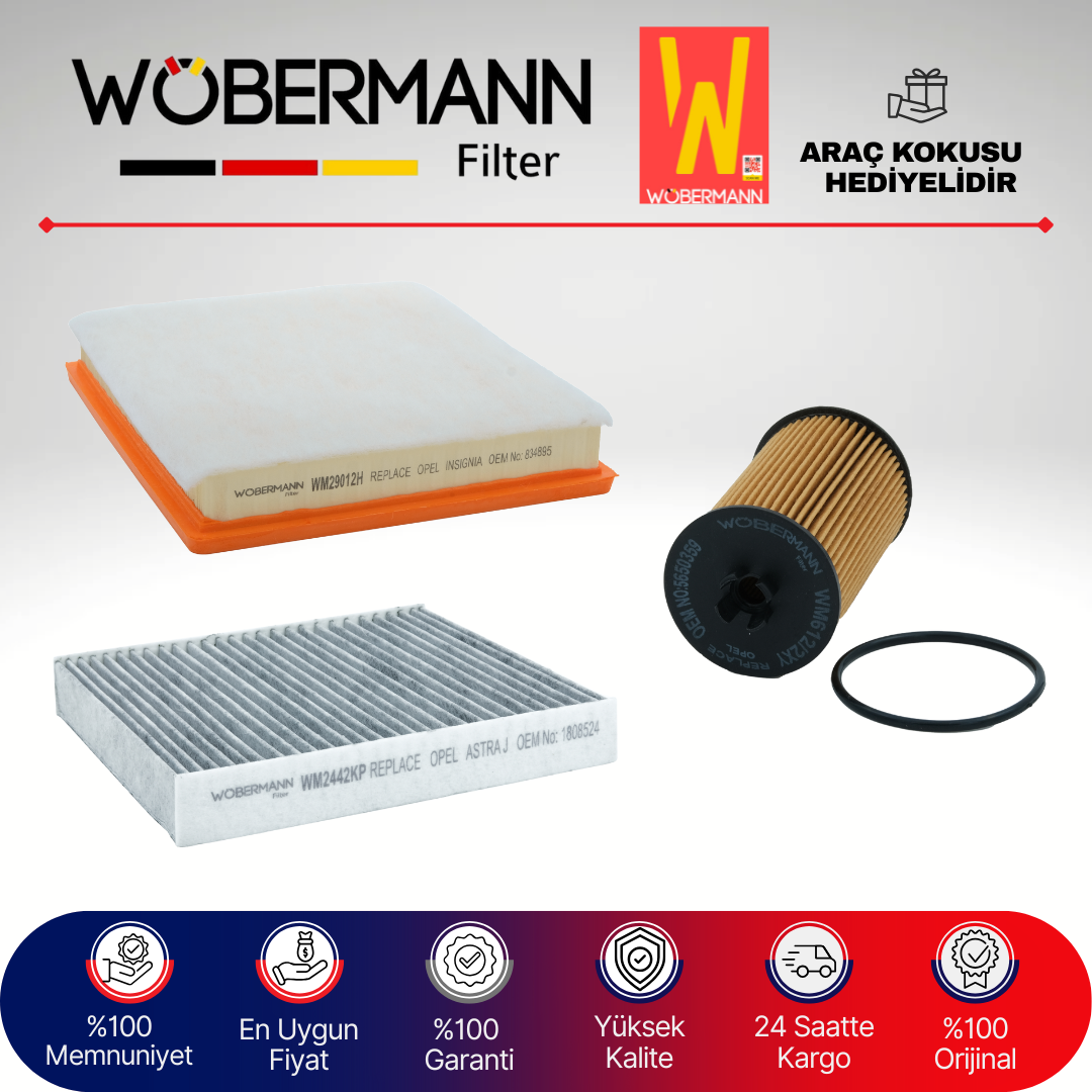 Wöbermann Opel Insignia 1.6 Turbo Filtre Bakım Seti 2008-2015 3KP