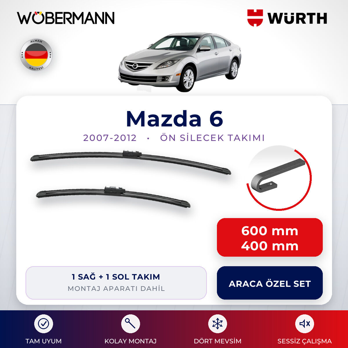 Wöbermann + Würth Mazda 6 Muz Silecek Takımı 2007-2012