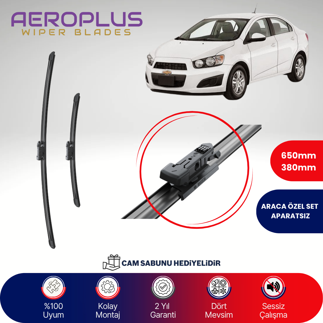 Aeroplus Chevrolet Aveo Sedan 2011-2017 Muz Silecek Takımı