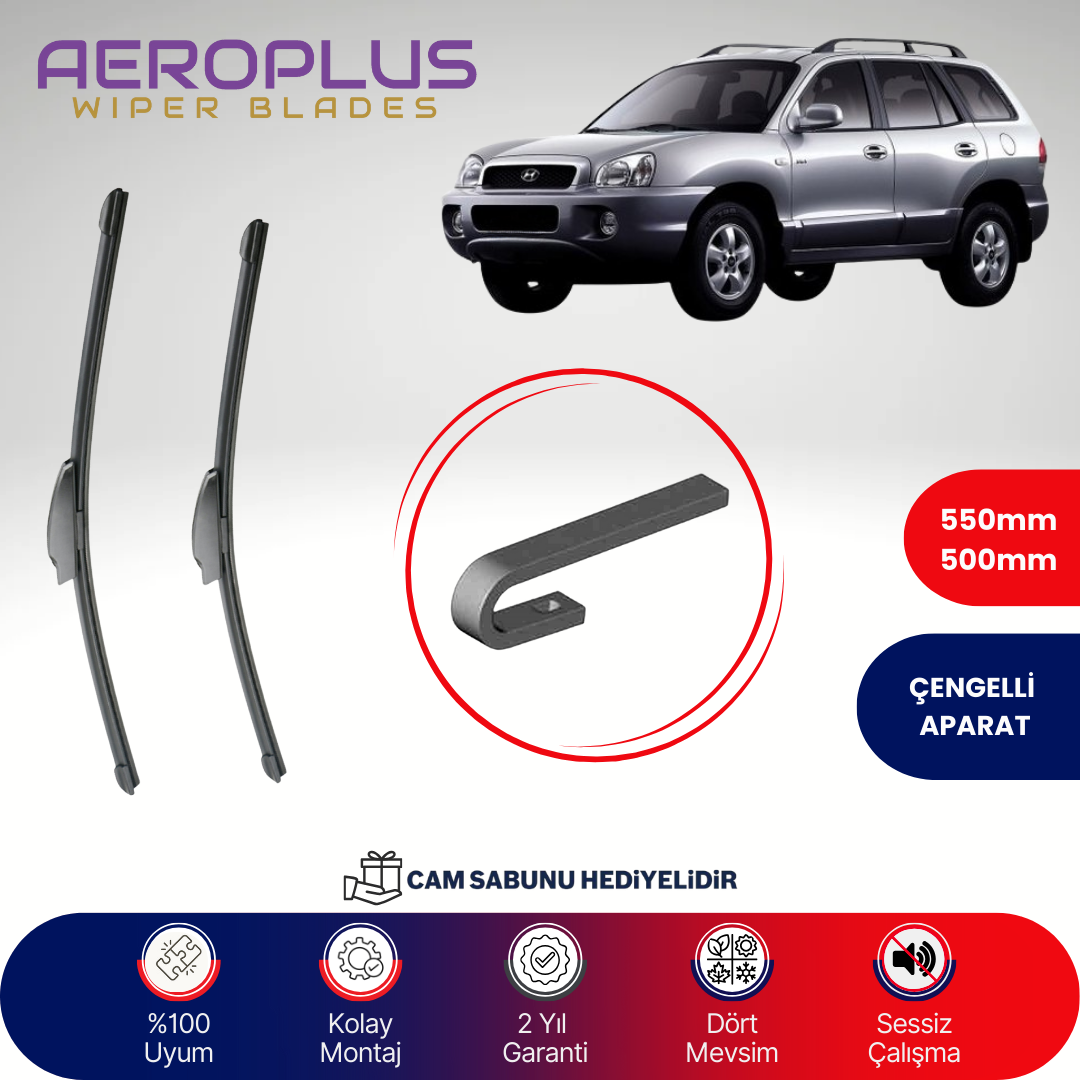 Aeroplus Hyundai Santa Fe 2000-2005 Muz Silecek Takımı