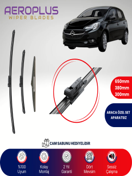 Aeroplus Opel Corsa E 2014-2019 Ön Arka Muz Silecek Takımı