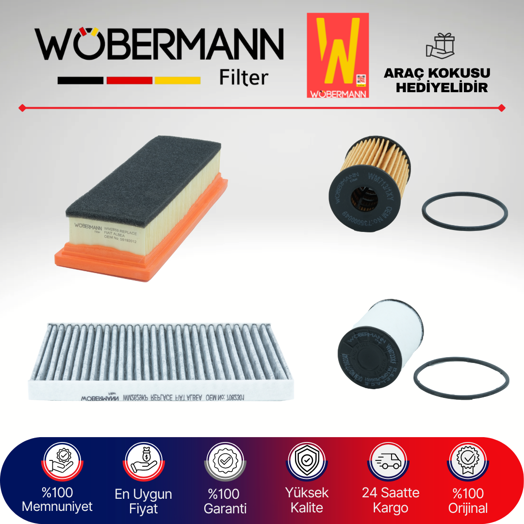 Wöbermann Fiat Palio 1.3 Mjet KARBONLU Filtre Bakım Seti 2003-2012 4KP