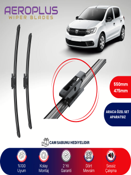 Aeroplus Dacia Sandero 2 2015-2021 Muz Silecek Takımı